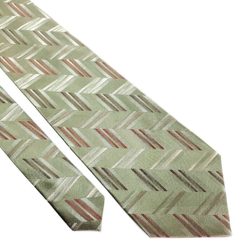 Pierre Cardin Silk Tie Woven Abstract Green Wide